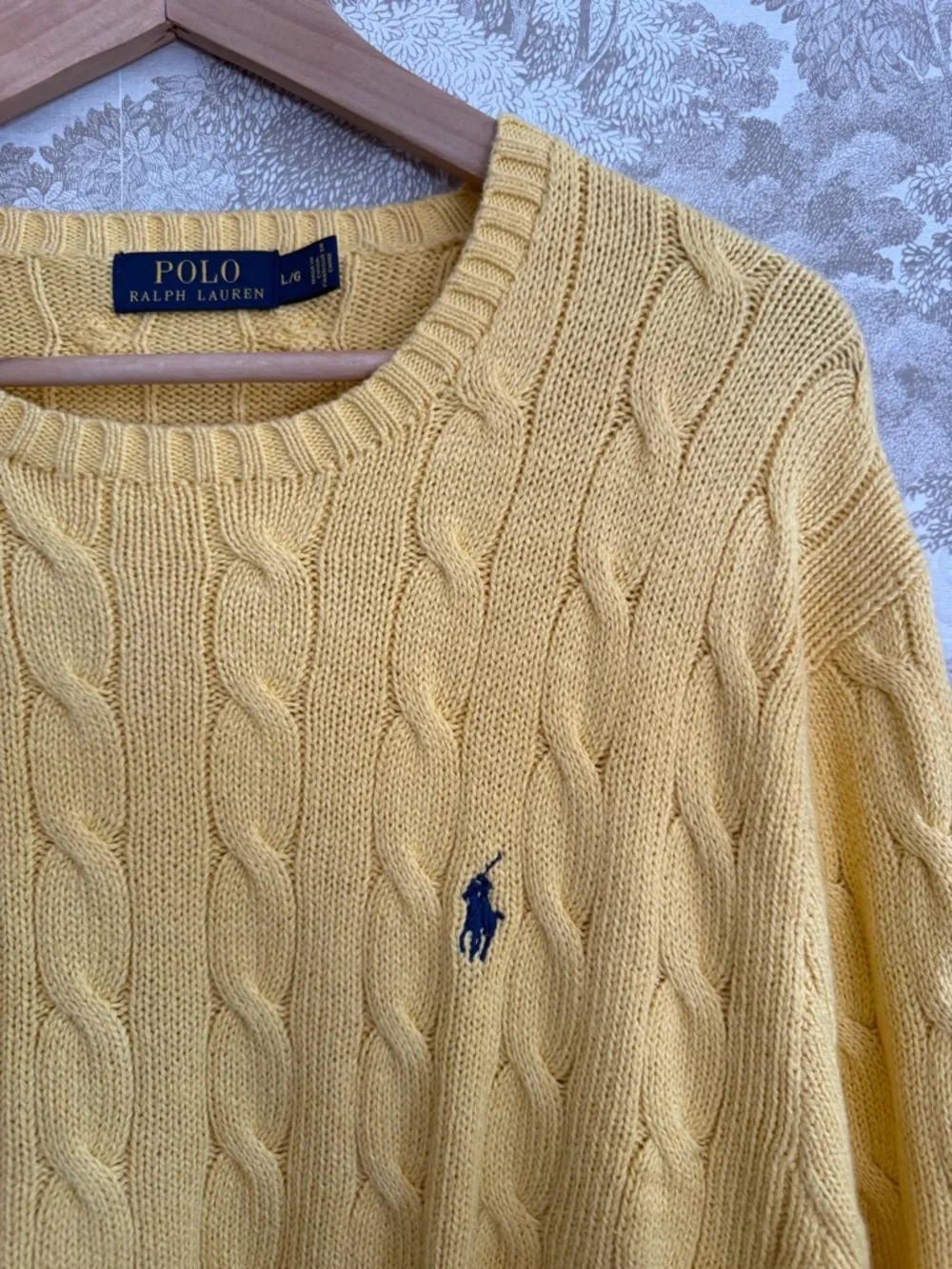 Ralph Lauren Men’s Yellow Cable-Knit Crewneck Sweater